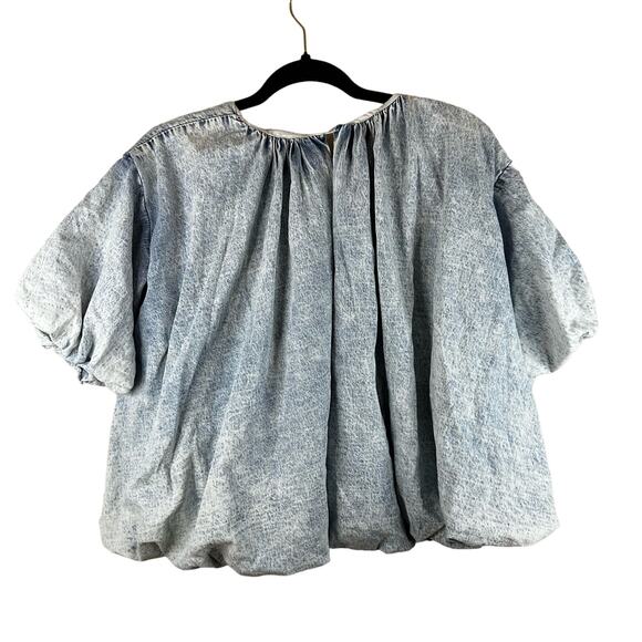 Mazik puffy arm Denim Blouse Small - Picture 2 of 5